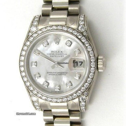 Rolex Lady-Datejust Automatic Women's Watch With White Gold Case and Strap Authentic Luxury Timepiece