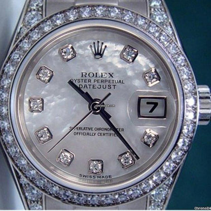Rolex Lady-Datejust Automatic Women's Watch With White Gold Case and Strap Authentic Luxury Timepiece