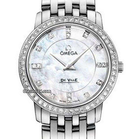Omega De Ville Prestige Quartz Women's Watch With Steel Case and Strap Authentic Luxury Timepiece