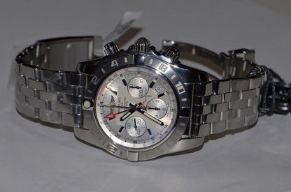 Breitling Chronomat 44 GMT Automatic Men's Watch With Steel Case and Strap Authentic Luxury Timepiece