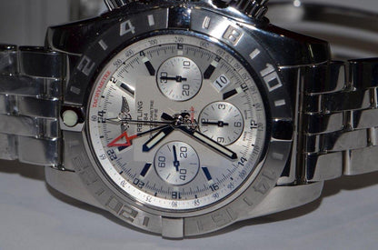 Breitling Chronomat 44 GMT Automatic Men's Watch With Steel Case and Strap Authentic Luxury Timepiece