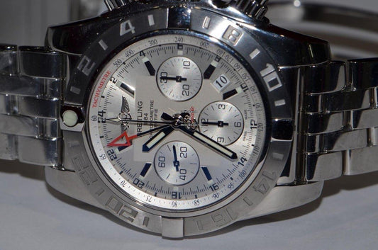 Breitling Chronomat 44 GMT Automatic Men's Watch With Steel Case and Strap Authentic Luxury Timepiece