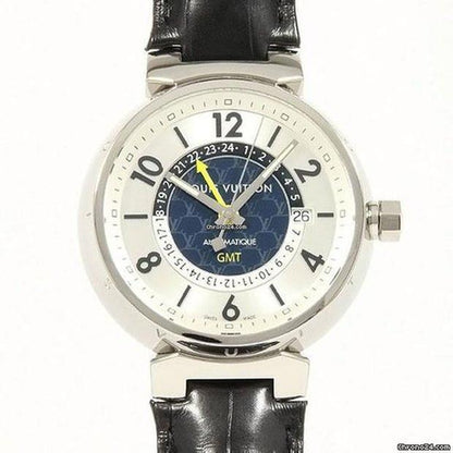 Louis Vuitton Automatic Men's Watch White Gold Case With Leather Strap Authentic Luxury Timepiece