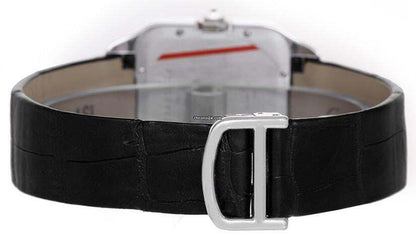 Cartier Santos Dumont Quartz Women's Watch White Gold Case With Leather Strap Authentic Luxury Timepiece