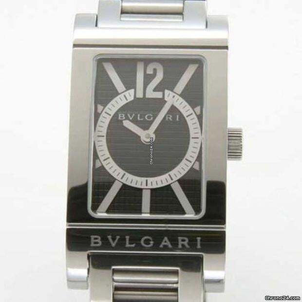 Bulgari Rettangolo Quartz Men's Watch With Steel Case and Strap Authentic Luxury Timepiece