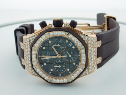 Audemars Piguet Royal Oak Offshore Lady Automatic Women's Watch Rose Gold Case With Rubber Strap Authentic Luxury Timepiece