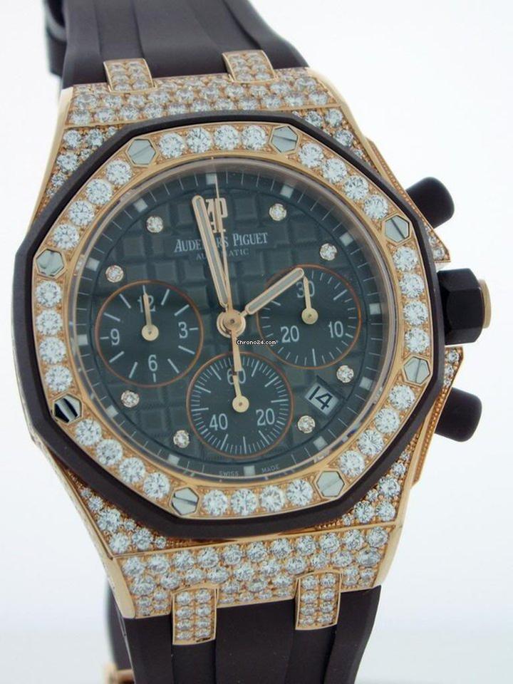 Audemars Piguet Royal Oak Offshore Lady Automatic Women's Watch Rose Gold Case With Rubber Strap Authentic Luxury Timepiece