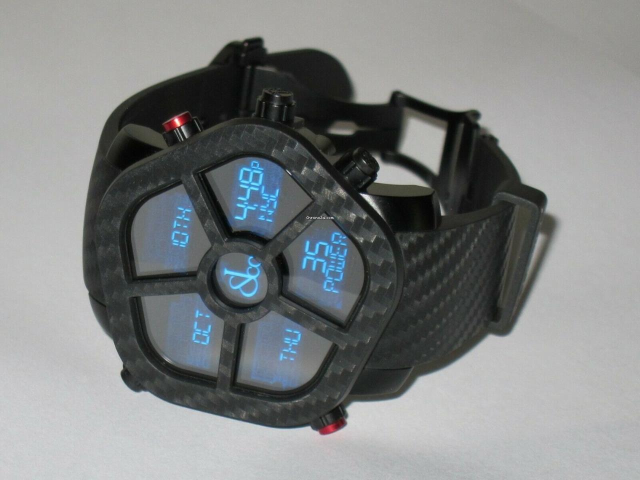 Jacob & Co. Five Time Zone Quartz Men's Watch Steel Case With Rubber Strap Authentic Luxury Timepiece