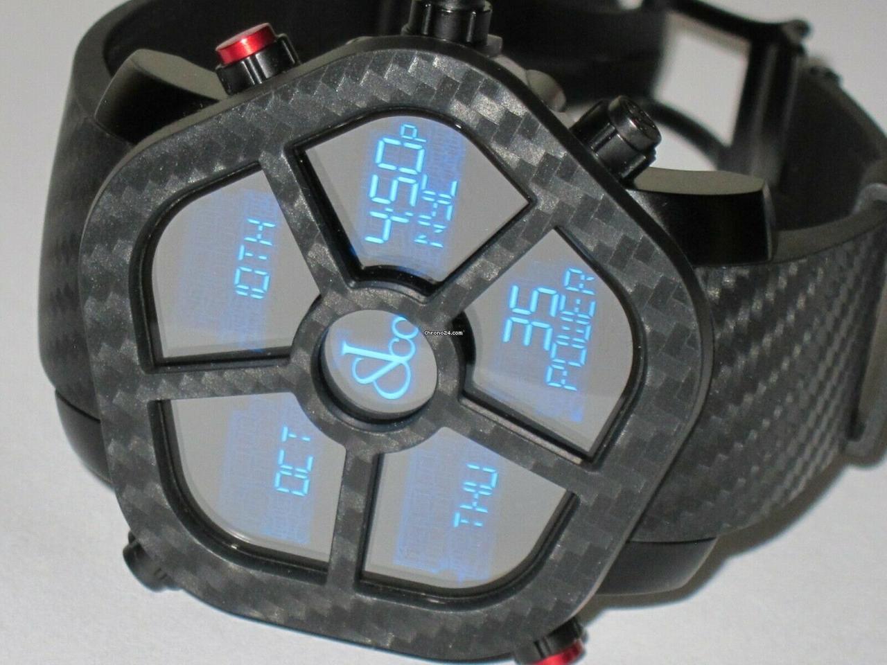 Jacob & Co. Five Time Zone Quartz Men's Watch Steel Case With Rubber Strap Authentic Luxury Timepiece