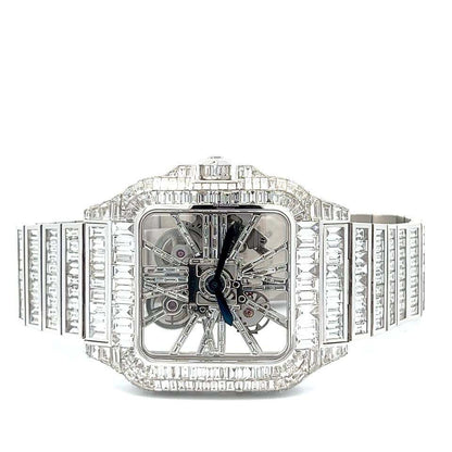 Cartier Santos Manual winding Men's Watch With White Gold Case and Strap Authentic Luxury Timepiece