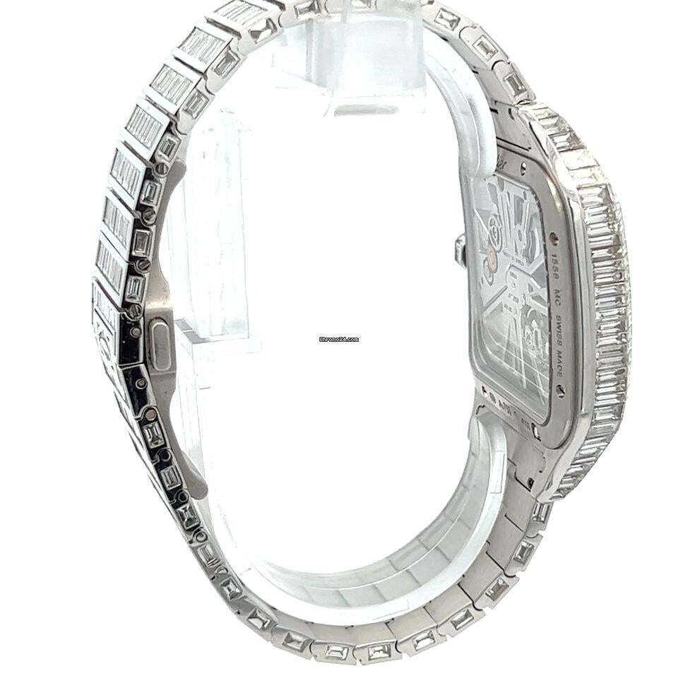 Cartier Santos Manual winding Men's Watch With White Gold Case and Strap Authentic Luxury Timepiece