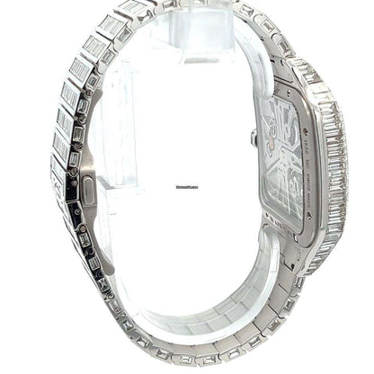 Cartier Santos Manual winding Men's Watch With White Gold Case and Strap Authentic Luxury Timepiece