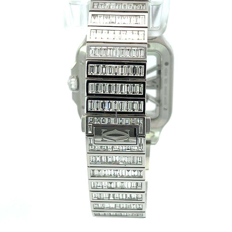 Cartier Santos Manual winding Men's Watch With White Gold Case and Strap Authentic Luxury Timepiece