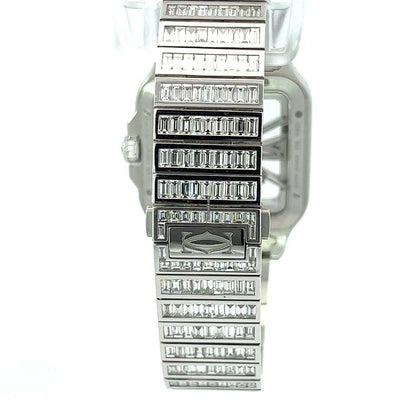 Cartier Santos Manual winding Men's Watch With White Gold Case and Strap Authentic Luxury Timepiece