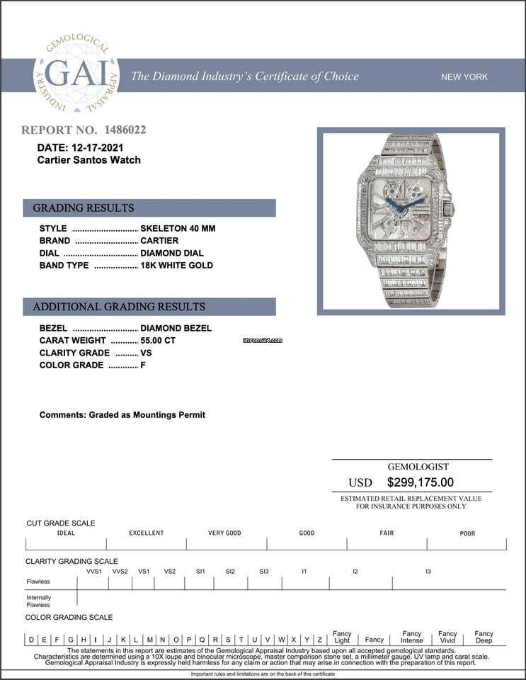 Cartier Santos Manual winding Men's Watch With White Gold Case and Strap Authentic Luxury Timepiece