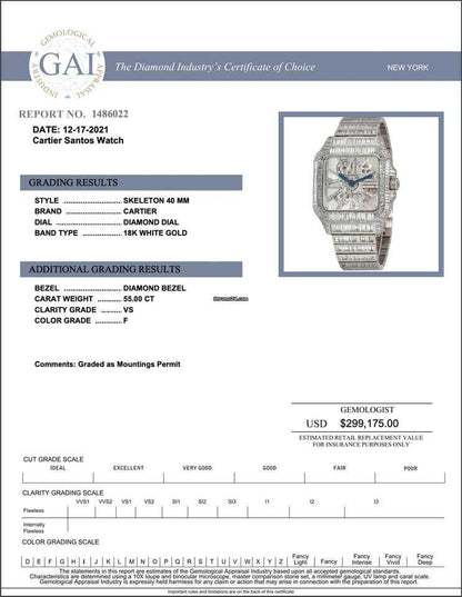 Cartier Santos Manual winding Men's Watch With White Gold Case and Strap Authentic Luxury Timepiece