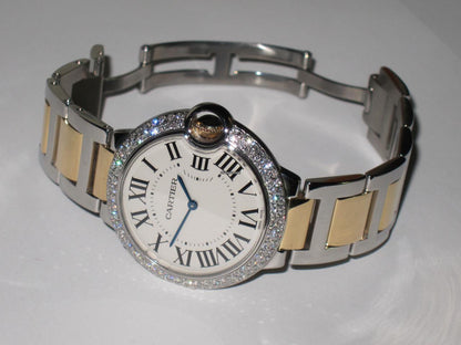 Cartier Ballon Bleu 36mm Quartz Women's Watch Steel Case With Gold/Steel Strap Authentic Luxury Timepiece