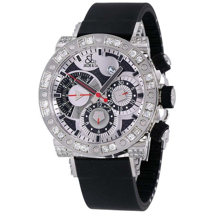 Jacob & Co. Automatic Men's Watch Steel Case With Rubber Strap Authentic Luxury Timepiece