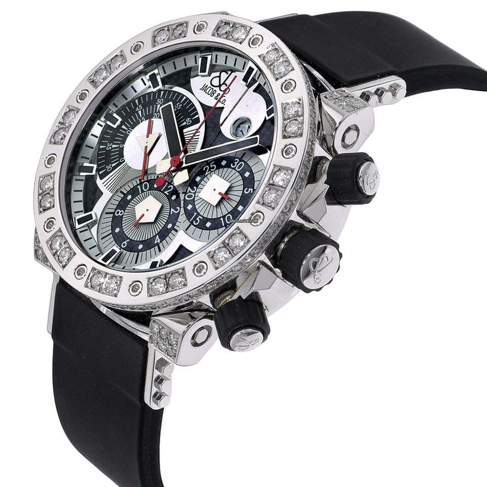 Jacob & Co. Automatic Men's Watch Steel Case With Rubber Strap Authentic Luxury Timepiece