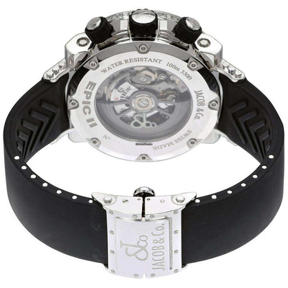 Jacob & Co. Automatic Men's Watch Steel Case With Rubber Strap Authentic Luxury Timepiece