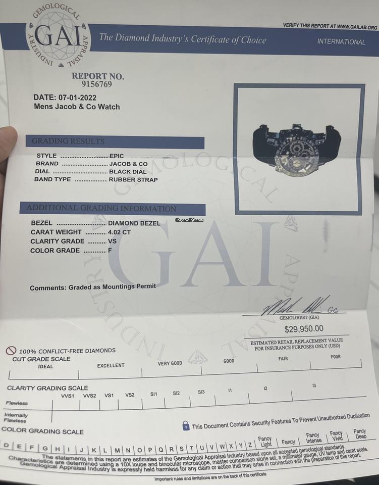 Jacob & Co. Automatic Men's Watch Steel Case With Rubber Strap Authentic Luxury Timepiece