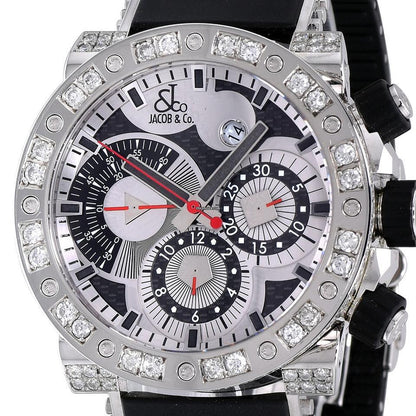 Jacob & Co. Automatic Men's Watch Steel Case With Rubber Strap Authentic Luxury Timepiece