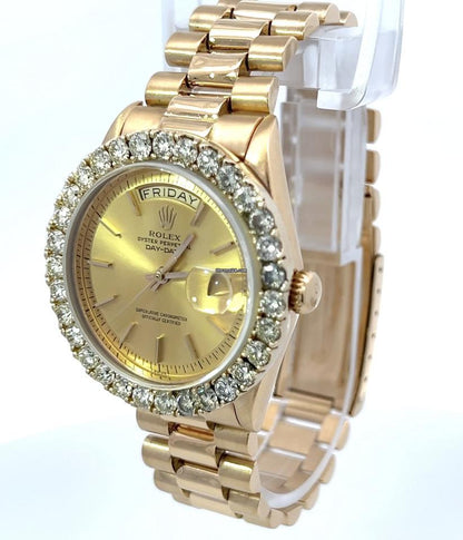 Rolex Day-Date Automatic Men's Watch With Yellow Gold Case and Strap Authentic Luxury Timepiece