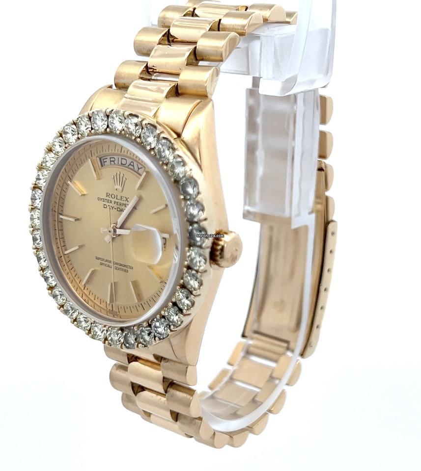 Rolex Day-Date Automatic Men's Watch With Yellow Gold Case and Strap Authentic Luxury Timepiece