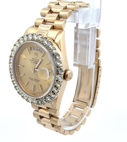 Rolex Day-Date Automatic Men's Watch With Yellow Gold Case and Strap Authentic Luxury Timepiece