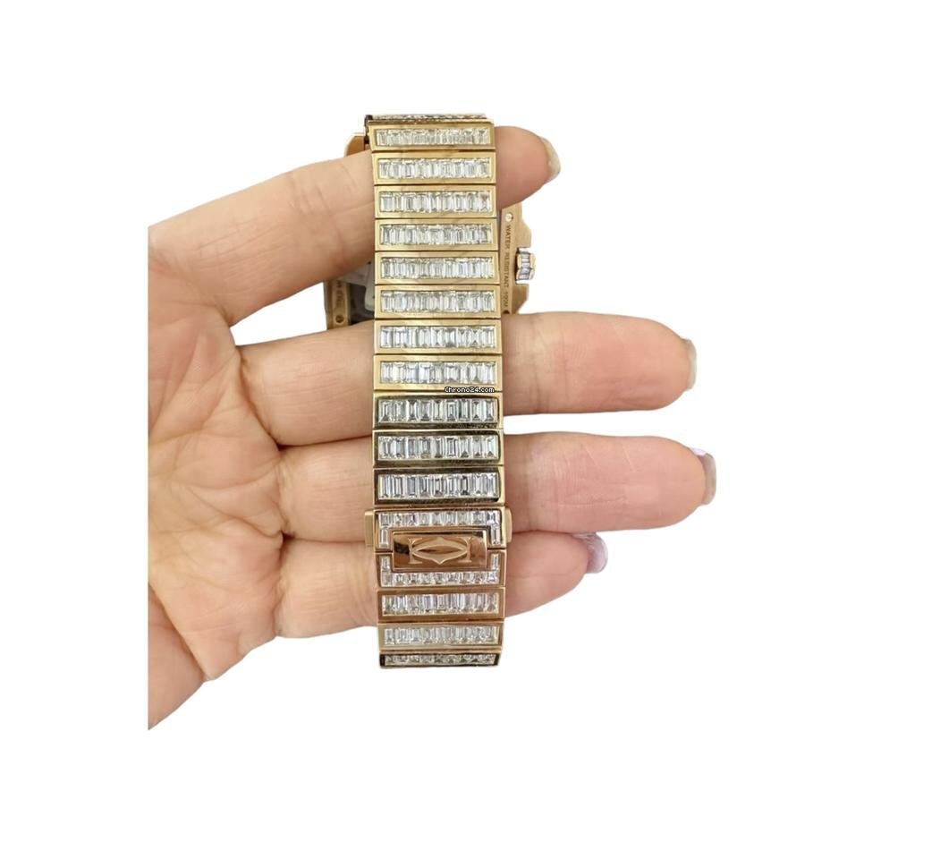 Cartier Santos Manual winding Men's Watch With Rose Gold Case and Strap Authentic Luxury Timepiece