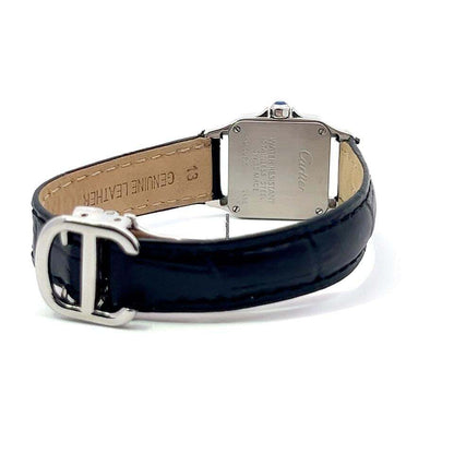 Cartier Santos Demoiselle Quartz Women's Watch Steel Case With Leather Strap Authentic Luxury Timepiece