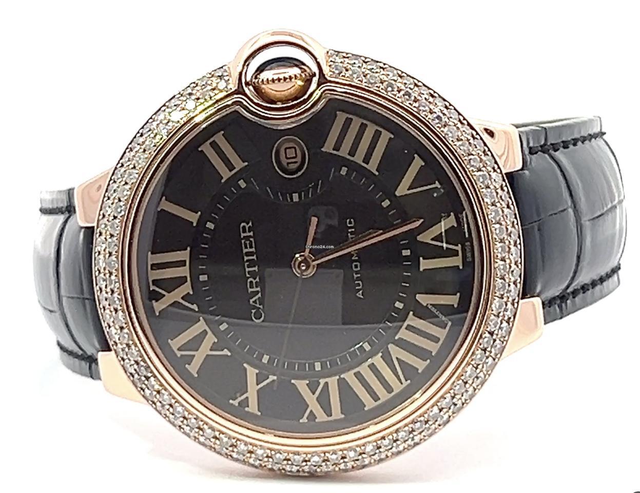 Cartier Ballon Bleu Automatic Men's Watch Rose Gold Case With Leather Strap Authentic Luxury Timepiece
