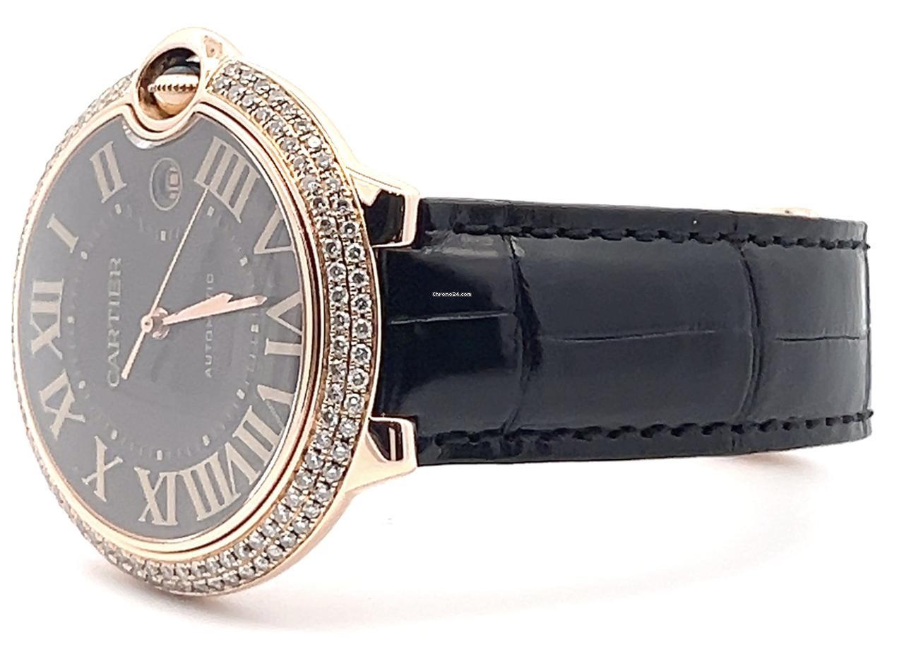 Cartier Ballon Bleu Automatic Men's Watch Rose Gold Case With Leather Strap Authentic Luxury Timepiece