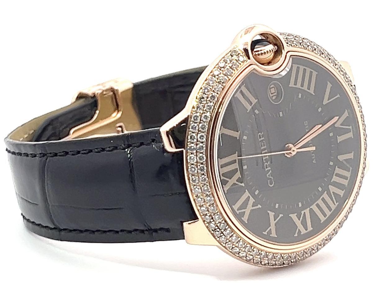 Cartier Ballon Bleu Automatic Men's Watch Rose Gold Case With Leather Strap Authentic Luxury Timepiece