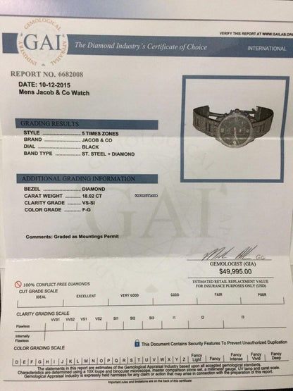 Jacob & Co. Quartz Men's Watch With Steel Case and Strap Authentic Luxury Timepiece