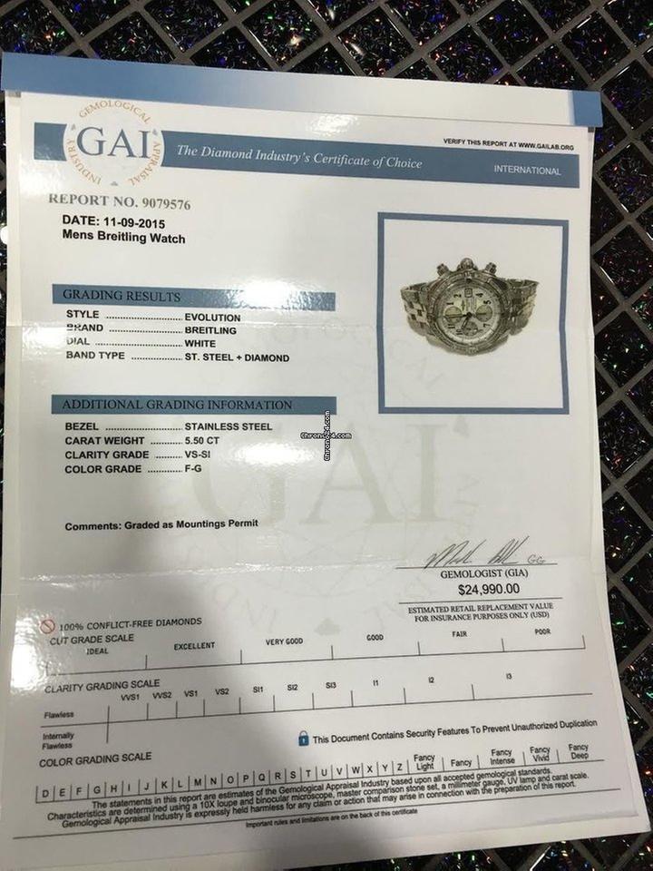 Breitling Chronomat Evolution Automatic Men's Watch With Steel Case and Strap Authentic Luxury Timepiece