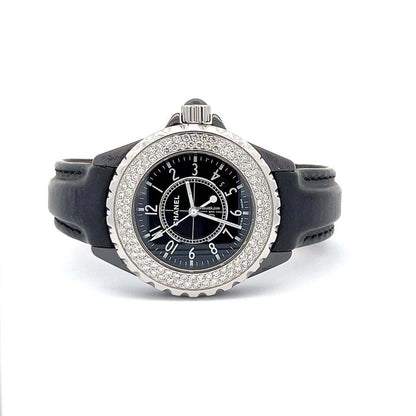 Chanel J12 Quartz Women's Watch Ceramic Case With Leather Strap Authentic Luxury Timepiece