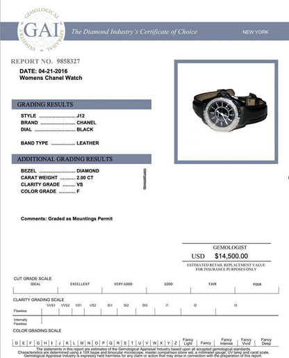 Chanel J12 Quartz Women's Watch Ceramic Case With Leather Strap Authentic Luxury Timepiece