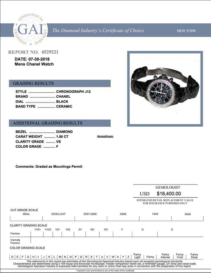 Chanel J12 Automatic Men's Watch With Ceramic Case and Strap Authentic Luxury Timepiece