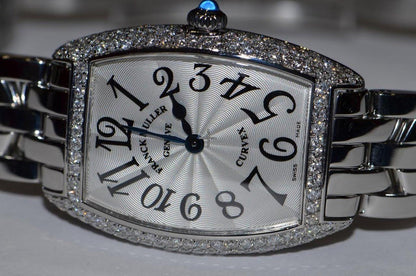 Franck Muller Cintrée Curvex Quartz Women's Watch With Steel Case and Strap Authentic Luxury Timepiece