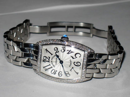 Franck Muller Cintrée Curvex Quartz Women's Watch With Steel Case and Strap Authentic Luxury Timepiece