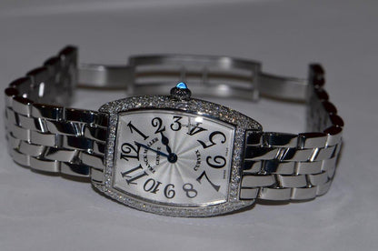 Franck Muller Cintrée Curvex Quartz Women's Watch With Steel Case and Strap Authentic Luxury Timepiece