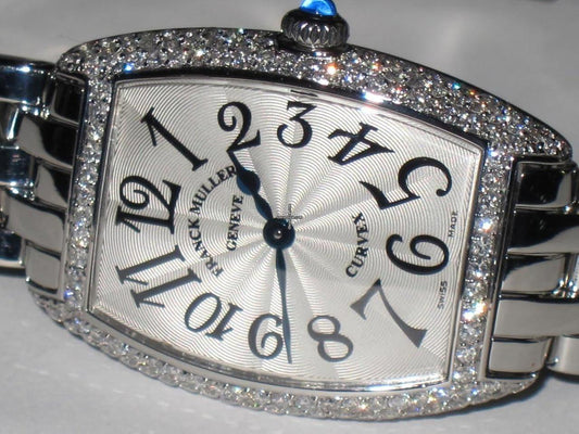 Franck Muller Cintrée Curvex Quartz Women's Watch With Steel Case and Strap Authentic Luxury Timepiece