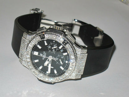 Hublot Big Bang Automatic Men's Watch Steel Case With Leather Strap Authentic Luxury Timepiece