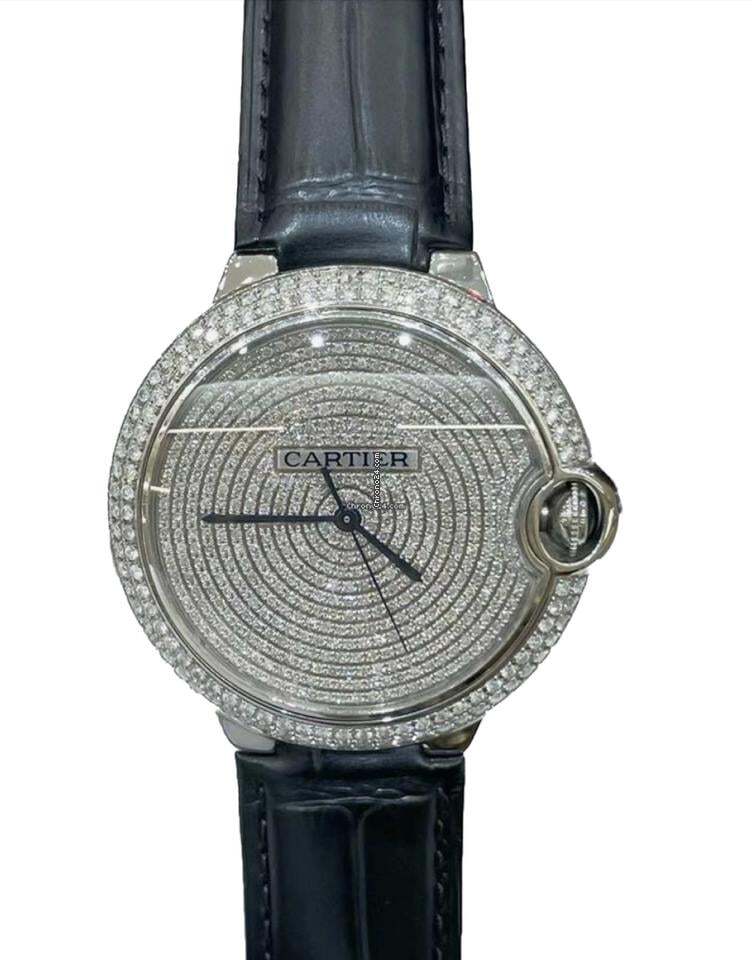 Cartier Ballon Bleu 44mm Automatic Men's Watch Steel Case With Leather Strap Authentic Luxury Timepiece