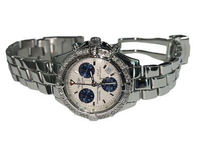 Breitling Colt Chronograph Quartz Men's Watch With Steel Case and Strap Authentic Luxury Timepiece