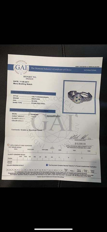 Breitling Colt Chronograph Quartz Men's Watch With Steel Case and Strap Authentic Luxury Timepiece