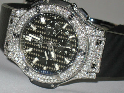 Hublot Big Bang Automatic Men's Watch Steel Case With Leather Strap Authentic Luxury Timepiece