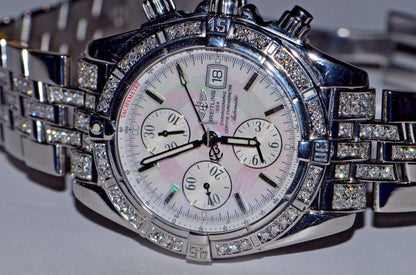 Breitling Chronomat Evolution Automatic Men's Watch With Steel Case and Strap Authentic Luxury Timepiece