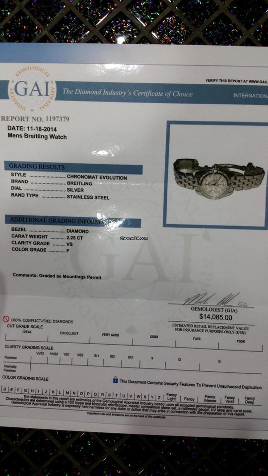 Breitling Chronomat Evolution Automatic Men's Watch With Steel Case and Strap Authentic Luxury Timepiece